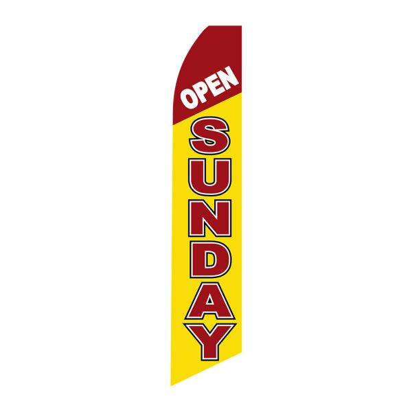 Open Sunday - Super Novo Flag 12 ft Tall Sign