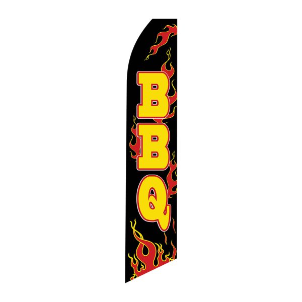 BBQ with Flames - Super Novo Flag 12 ft Tall Sign