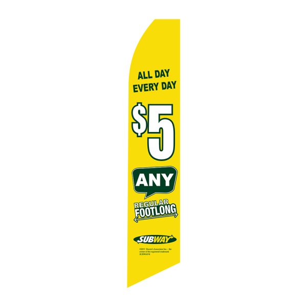 Subway $5 Any Regular - Super Novo Flag 12 ft Tall Sign