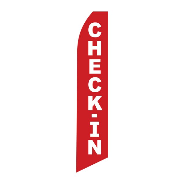 Check In - Super Novo Flag 12 ft Tall Sign