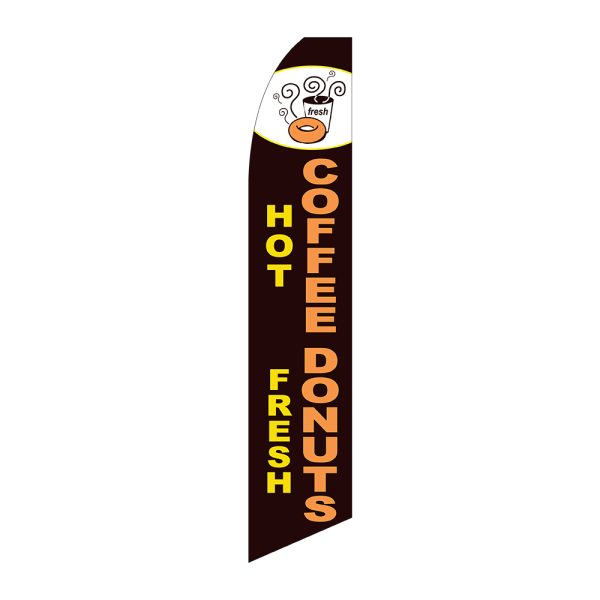 Hot Coffee Fresh Donuts - Super Novo Flag 12 ft Tall Sign