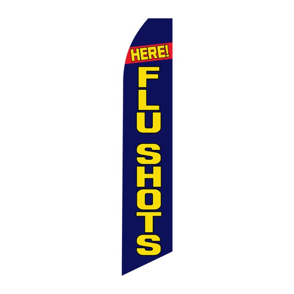 Here! Flu Shots- Super Novo Flag 12 ft Tall Sign