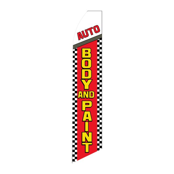 Auto Body and paint - Super Novo Flag 12 ft Tall Sign