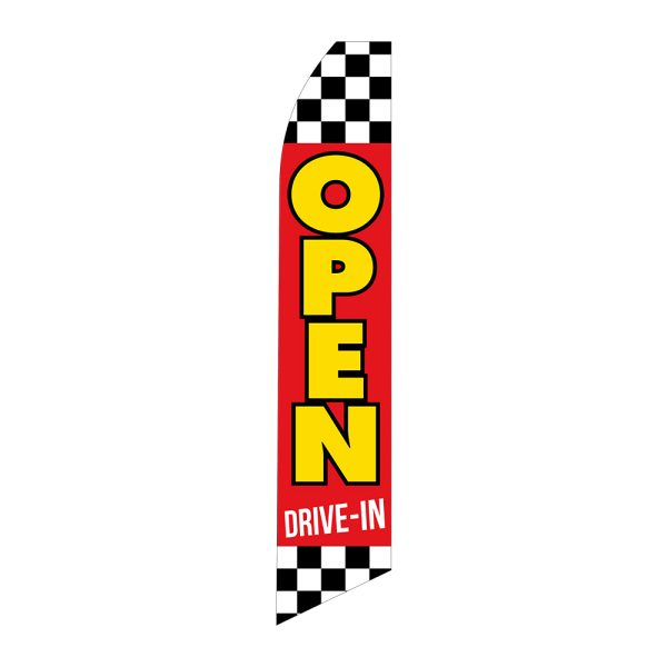 Open Drive-In - Super Novo Flag 12 ft Tall Sign
