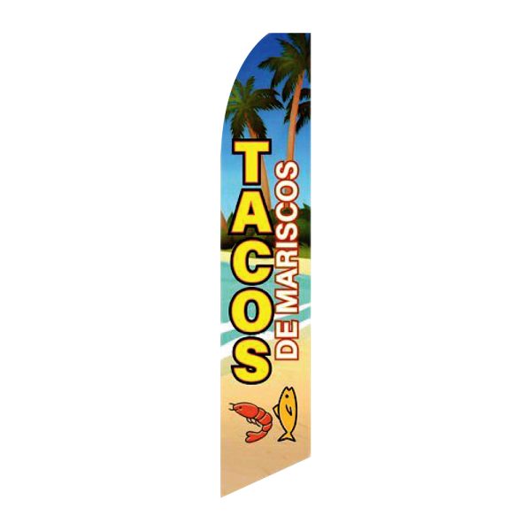Tacos De Mariscos - Super Novo Flag 12 ft Tall Sign