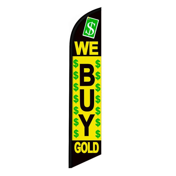 We Buy Gold Feather Flag Banner 12FT Tall Sign