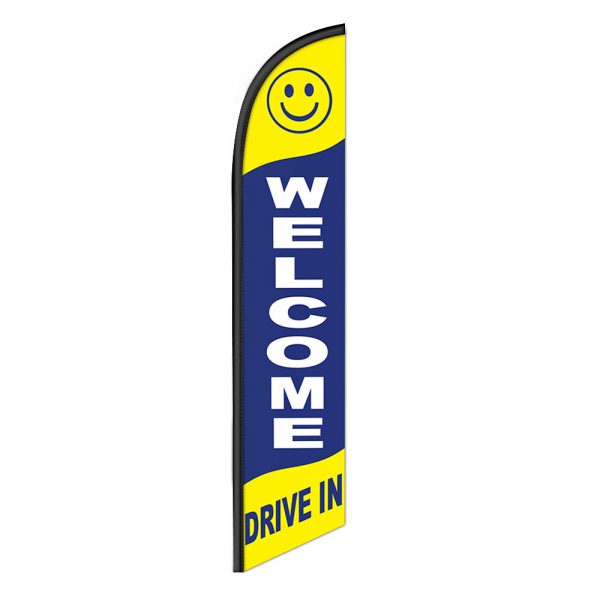 Welcome Drive In Feather Flag Banner 12FT Tall Sign