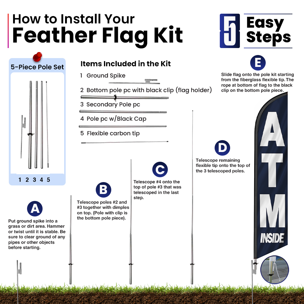 ATM Inside Feather Flag Banner 12FT tall Sign - Image 5