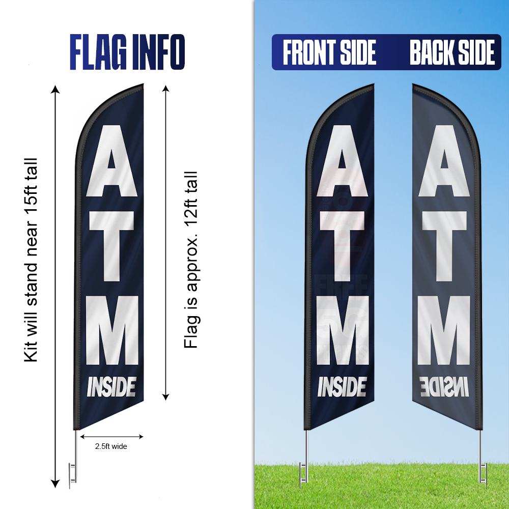 ATM Inside Feather Flag Banner 12FT tall Sign - Image 4