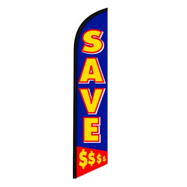 Save Money $$$$ Feather Flag Banner 12FT Tall Sign