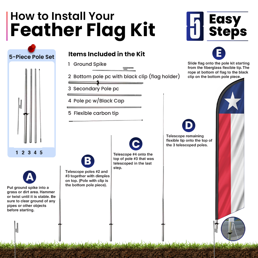 Texas Feather Flag Banner 12FT tall Sign - Image 5