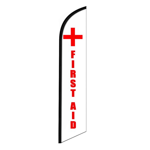 First Aid Feather Flag Banner 12FT Tall Sign