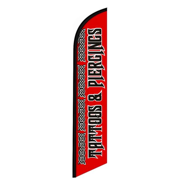 Tattoos & Piercings Feather Flag Banner 12FT Tall Sign