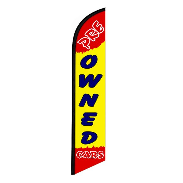 Pre Owned Cars Feather Flag Banner 12FT Tall Sign