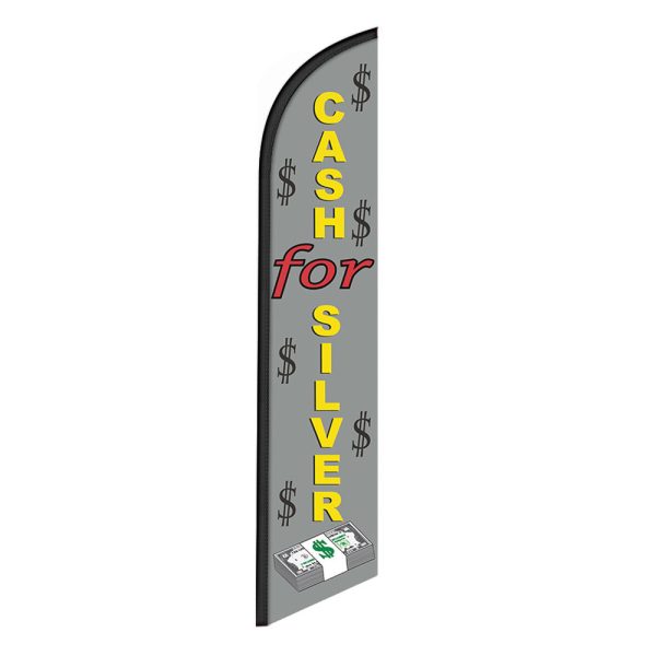 Cash For Silver Feather Flag Banner 12FT Tall Sign