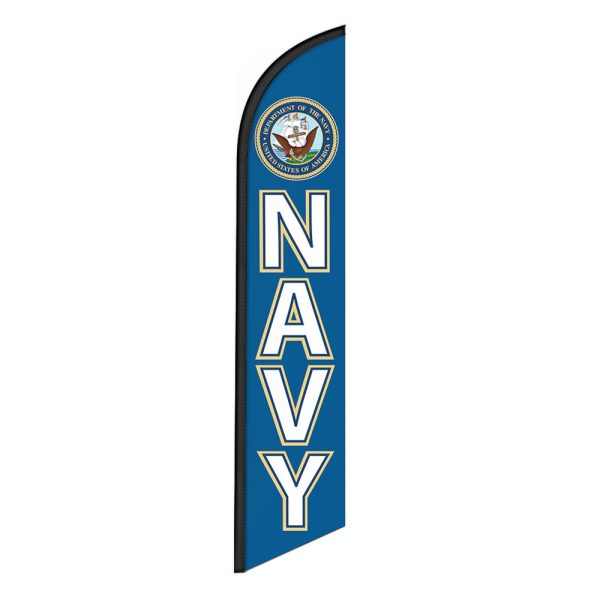 Navy Feather Flag Banner 12FT Tall Sign