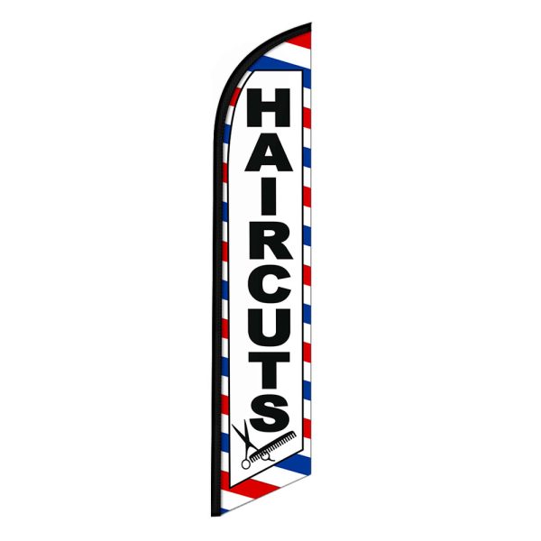 Haircuts Feather Flag Banner 12FT Tall Sign
