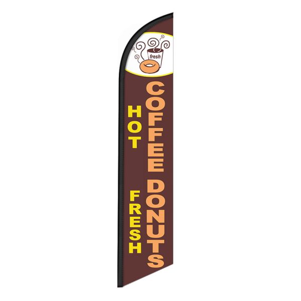 Hot Coffee Fresh Donuts Feather Flag Banner 12FT Tall Sign
