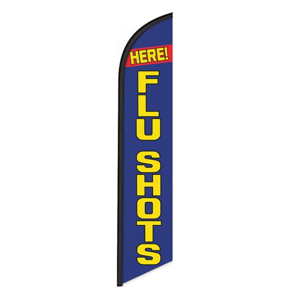 Here! Flu Shots Feather Flag Banner 12FT Tall Sign
