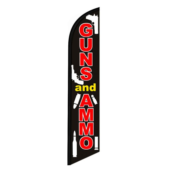 Guns and Ammo Feather Flag Banner 12FT Tall Sign