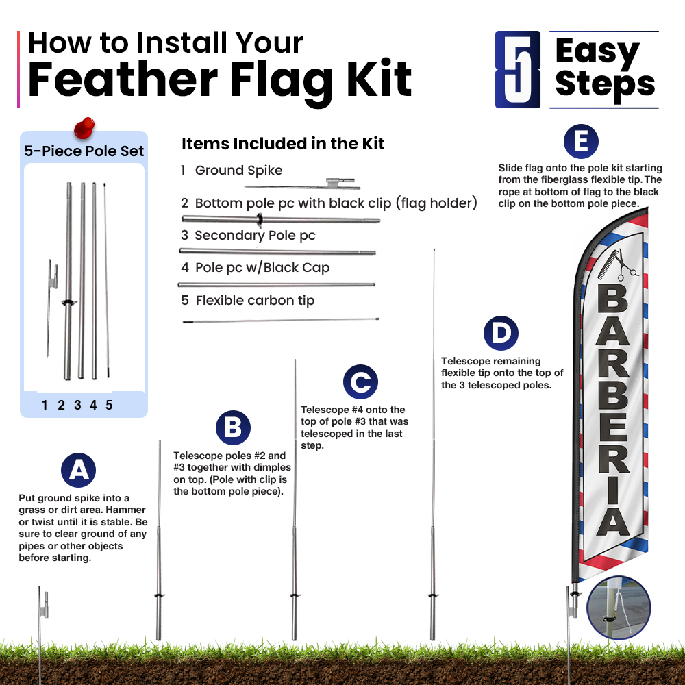 Barberia Feather Flag Banner 12FT Tall Sign - Image 6
