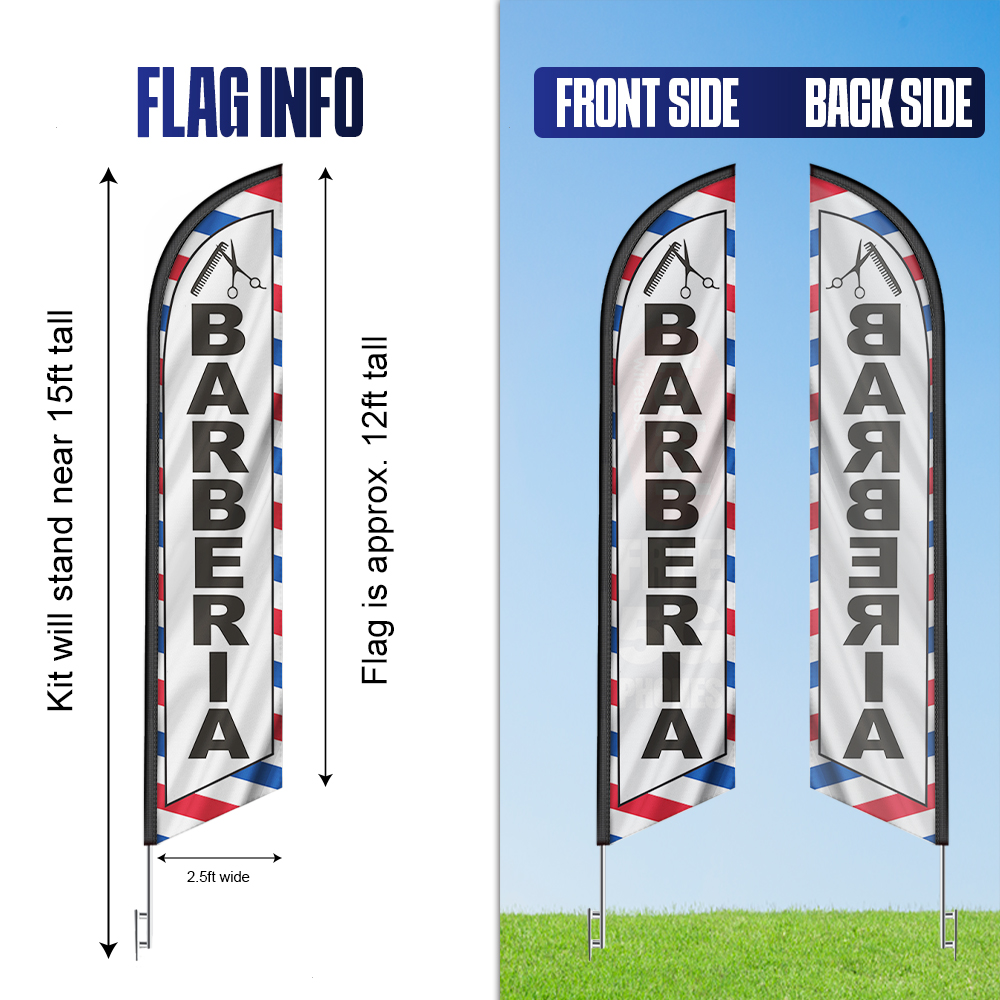 Barberia Feather Flag Banner 12FT Tall Sign - Image 4