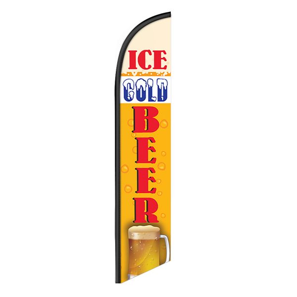 Ice Cold Beer Flag Banner 12FT Tall Sign
