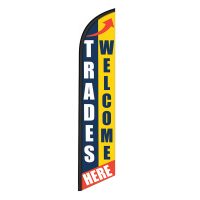 Trades Welcome Here Feather Flag Banner 12FT Tall Sign