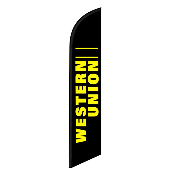 Western Union Feather Flag Banner 12FT Tall Sign