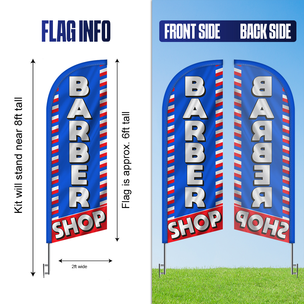 Barber Shop 6FT Tall Feather Flags Banners - Image 4