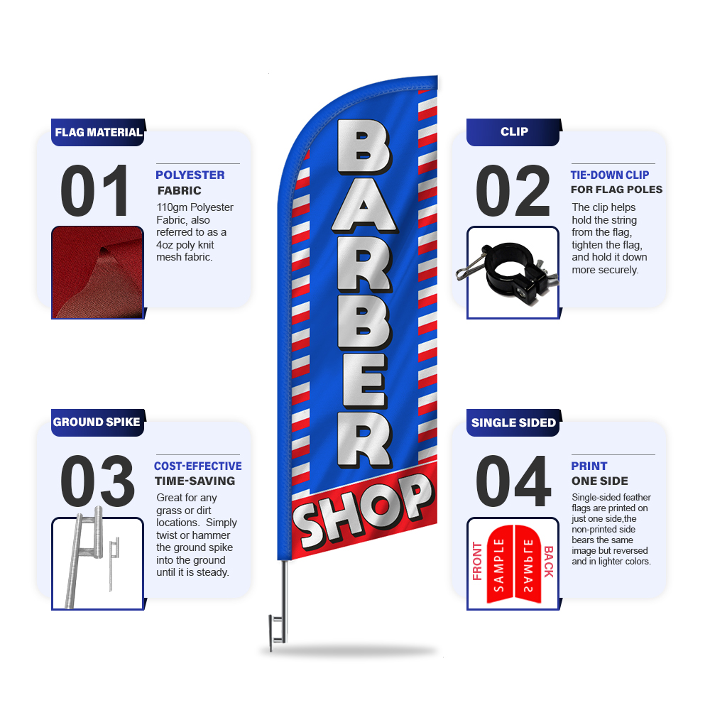 Barber Shop 6FT Tall Feather Flags Banners - Image 7