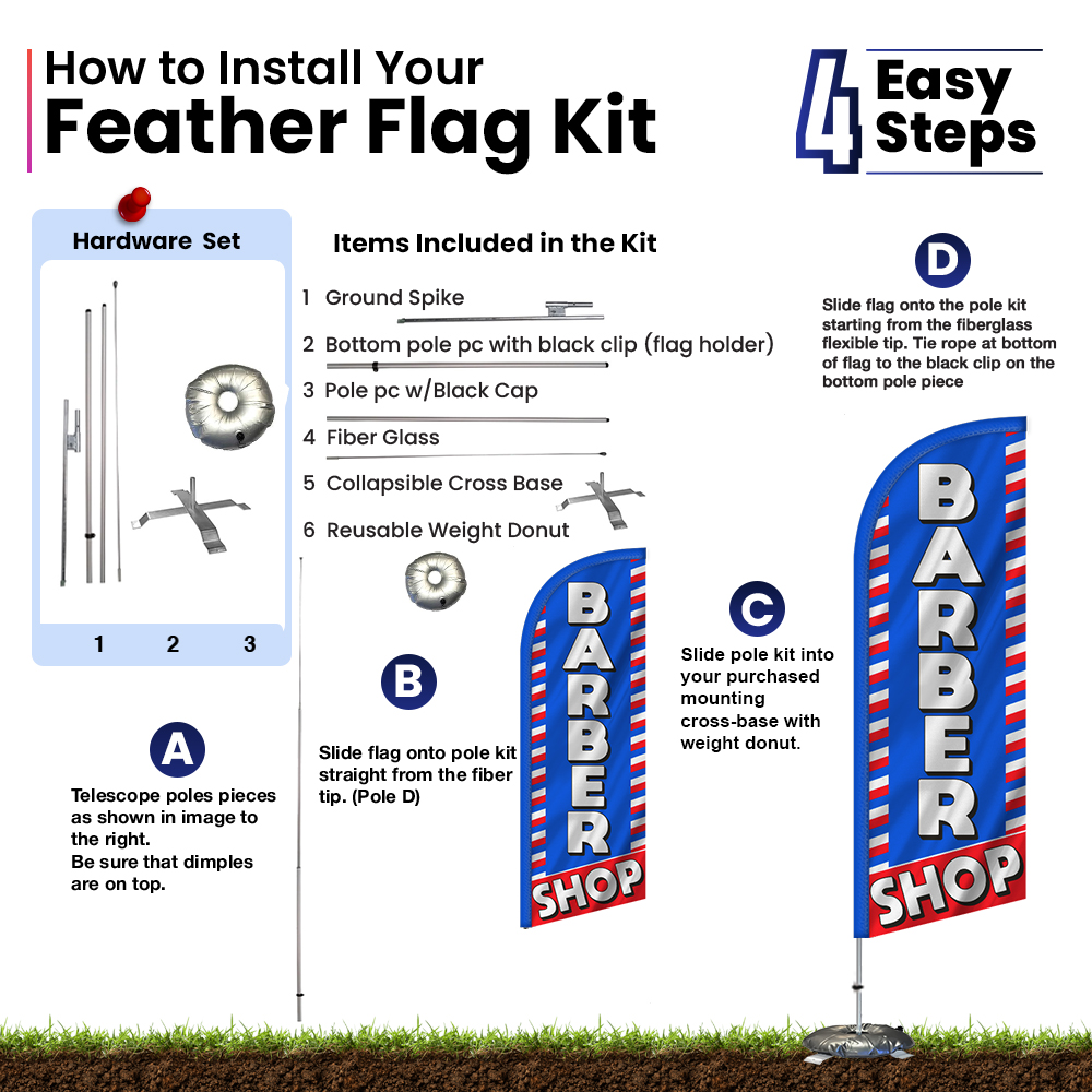 Barber Shop 6FT Tall Feather Flags Banners - Image 5